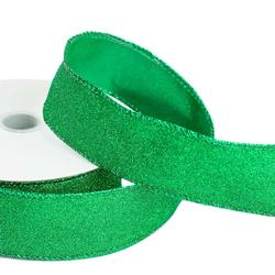 Green Glittered Wired Ribbon