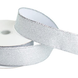 Silver Glittered Wired Ribbon
