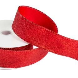 Red Glittered Wired Ribbon
