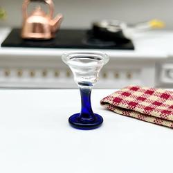 Dollhouse Miniature Glass Wine Glass w/ Blue Stem