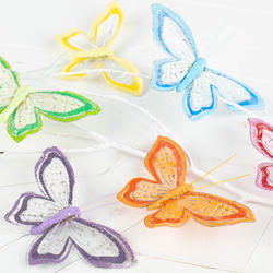 Sheer Glittered Artificial Butterflies