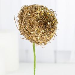 Gold Glitter Bird Nest Pick