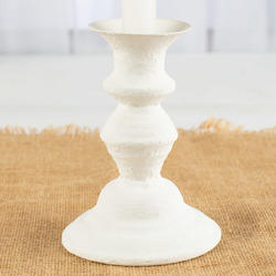 White Texture Painted Metal Candle Stick
