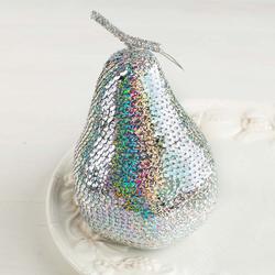 Silver Sequined Artificial Pear Ornament