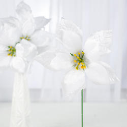 Bulk Artificial White Poinsettia Picks
