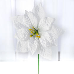 Artificial White Poinsettia Pick