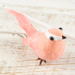 Pink Feathered Artificial Chickadee Bird