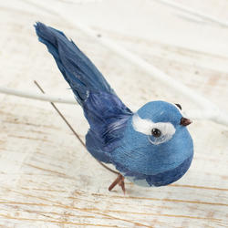 Blue Feathered Artificial Chickadee Bird