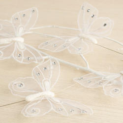 White Glitter and Rhinestone Artificial Butterflies