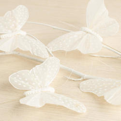 White Dotted Artificial Butterflies