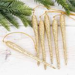 Gold Glittered Icicle Ornaments