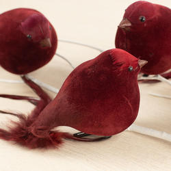 Artificial Plump Red Velvet Feel Birds