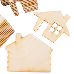 Unfinished Wood Assorted Village House Cutouts