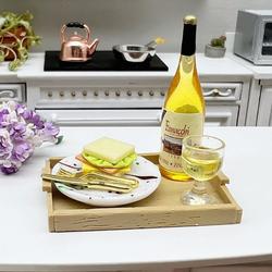Dollhouse Miniature Wine And Cheese, 7 Piece Set