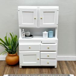 Dollhouse Miniature White Hoosier Cabinet