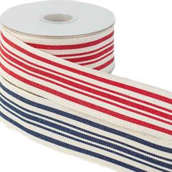 Canvas Americana Stripes Wired Edge Ribbon