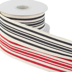 Canvas Red and Black Stripes Wired Edge Ribbon