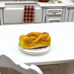 Dollhouse Miniature Bread Loaf on Plate