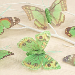 Assorted Green Print Artificial Butterflies
