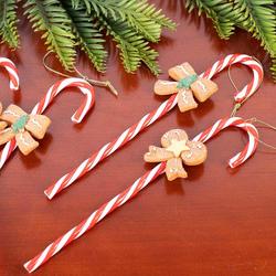 Candy Cane with Gingerbread Ribbon Ornaments