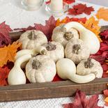 Artificial Cream Pumpkins Gourds with Artificial Maple Leaves