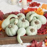 Artificial Mixed Green Pumpkins Gourds and Maple Leaves