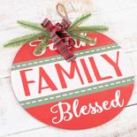 Faith, Family, Blessed Painted Wood Large Ornament Wreath Accent
