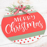 Merry Christmas Painted Wood Wreath Accent Sign