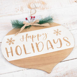 Happy Holidays Painted Wood Large Ornament Wreath Accent Sign