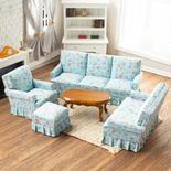 Dollhouse Miniature Blue Living Room Set