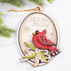 Cardinal Wooden Tag Ornament