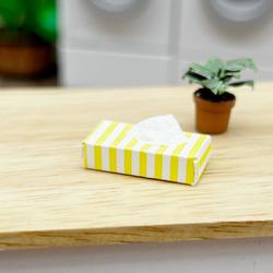 Dollhouse Miniature Yellow Striped Tissue Box