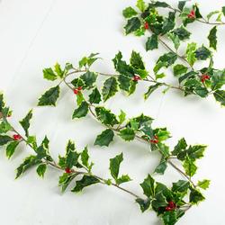 Real Touch Lifelike Variegated Holly Garland - Indoor/Outdoor