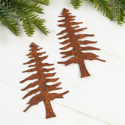 Rusty Tin Pine Tree Cutouts
