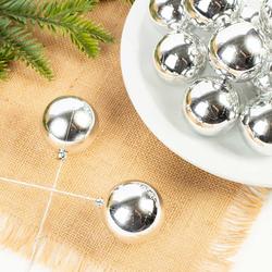 Set of 24 Silver Ball Ornament Picks