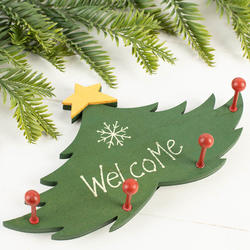 "Welcome" 4-Hook Christmas Tree Wall Hanger