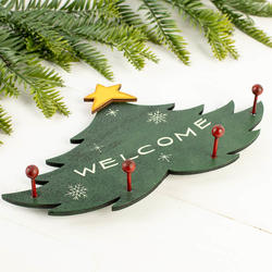 "Welcome" 4-Hook Christmas Tree Wall Hanger