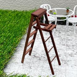 Dollhouse Miniature Walnut Step Ladder