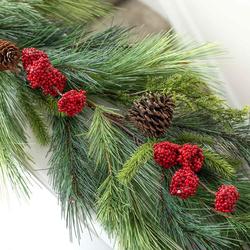 Artificial Mixed Pine with Cones and Berries Garland