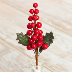 Artificial Holly Red Berry Pick