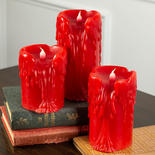 Red Battery-Operated Pillar Candle Set