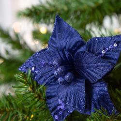Small Royal Blue Poinsettia with Clip