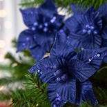Small Royal Blue Poinsettias with Clip