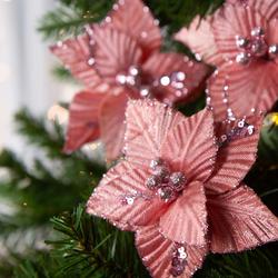 Pink Velveteen Poinsettias with Clip