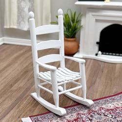 Dollhouse Miniature White Cabin Rocking Chair