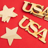 Unfinished Wood USA and Stars Cutout Set