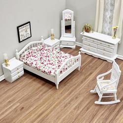 Dollhouse Miniature White Bedroom Set