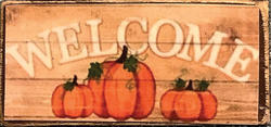 Miniature Welcome With Pumpkins Decor Board Sign