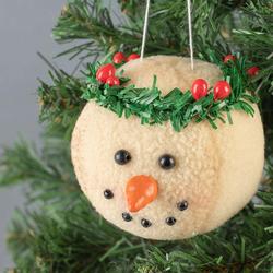 Primitive Fleece Snowman Ornament