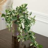 Artificial Wandering Jew Bush with Blooms